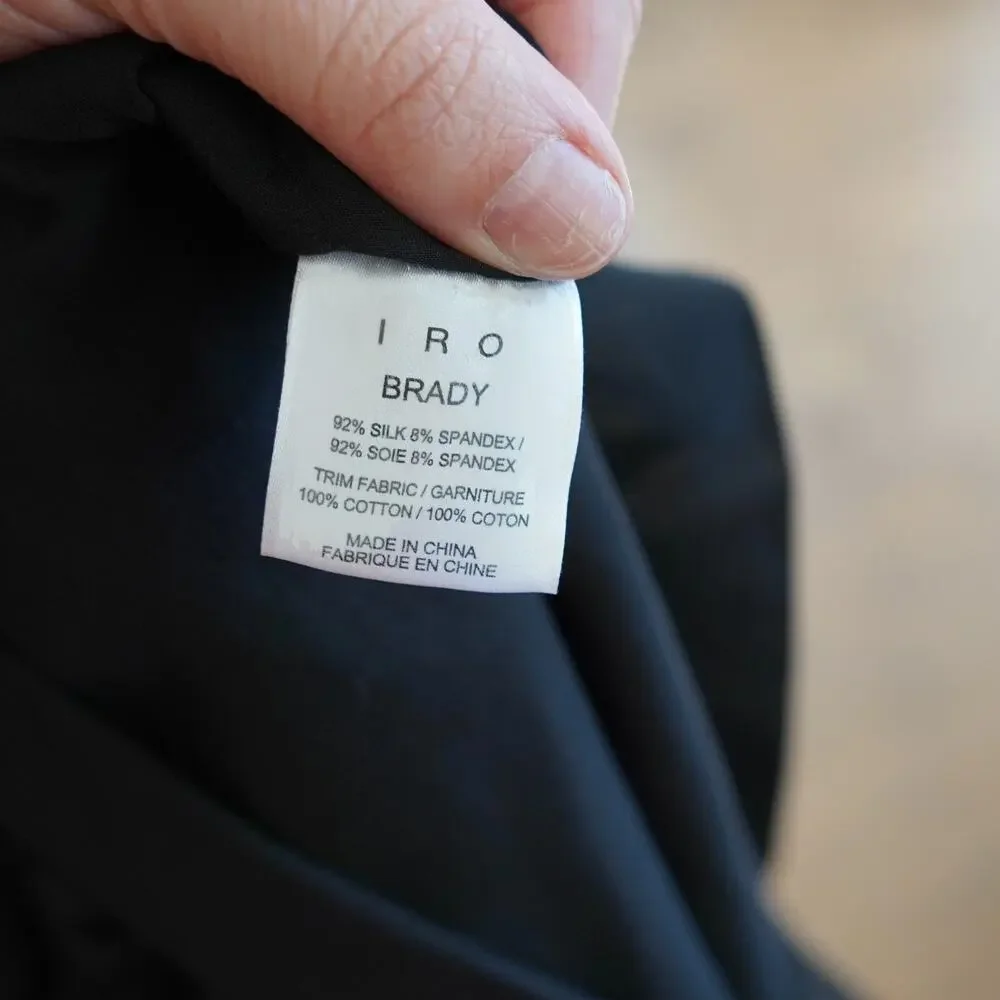 IRO Brady Silk Embroidered Ruched Dress in Black Size FR38 /‎ US S/M